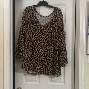 Lane Bryant Brown Leopard Print Blouse